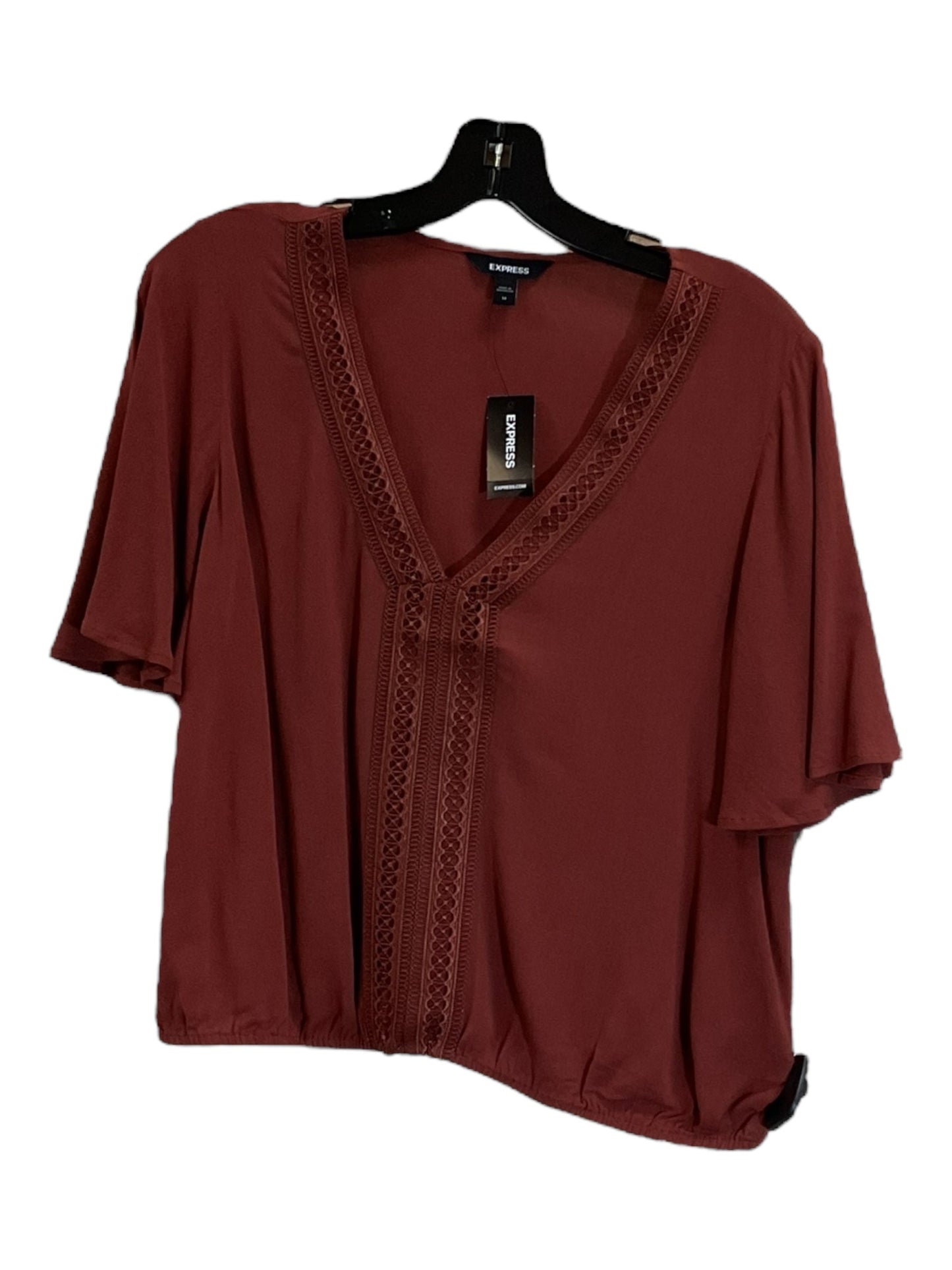 Top Short Sleeve By Express In Red, Size: M