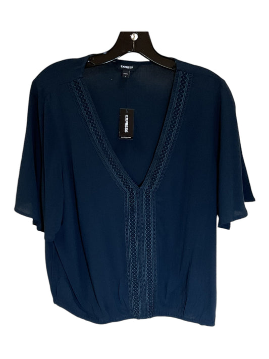 Top Short Sleeve By Express In Navy, Size: L