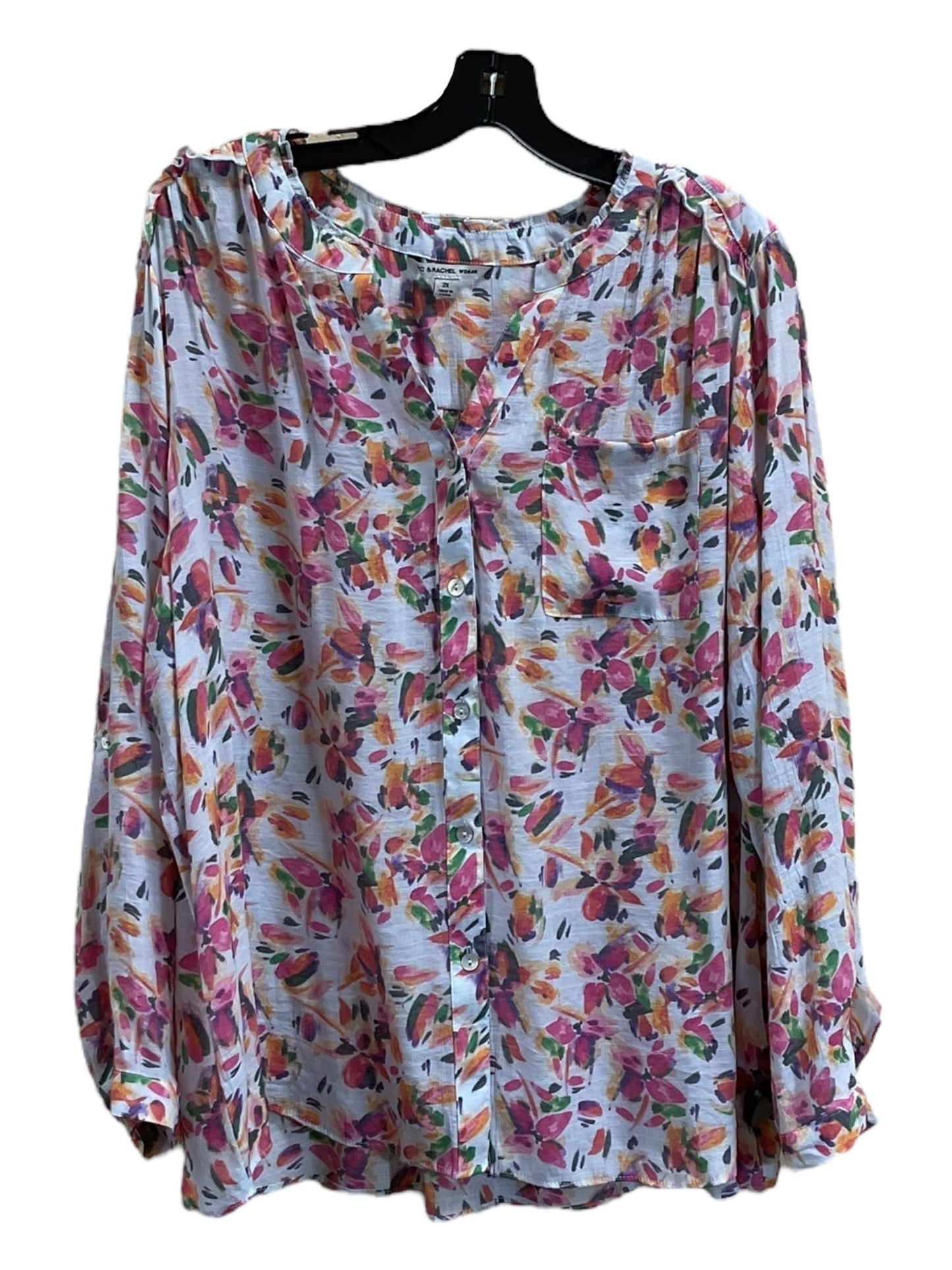 Top Long Sleeve By Zac And Rachel In Floral Print, Size: 2x