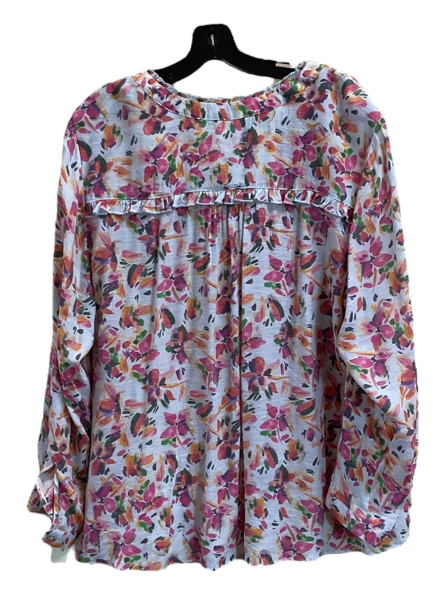 Top Long Sleeve By Zac And Rachel In Floral Print, Size: 2x