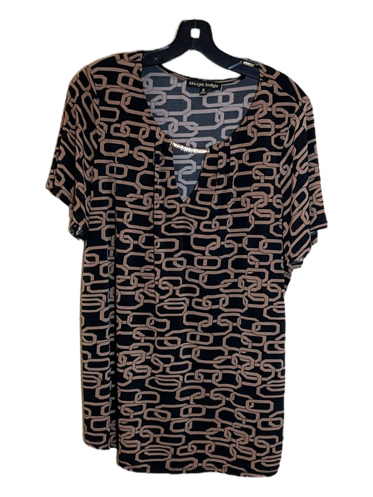Black & Brown Top Short Sleeve Clothes Mentor, Size 1x