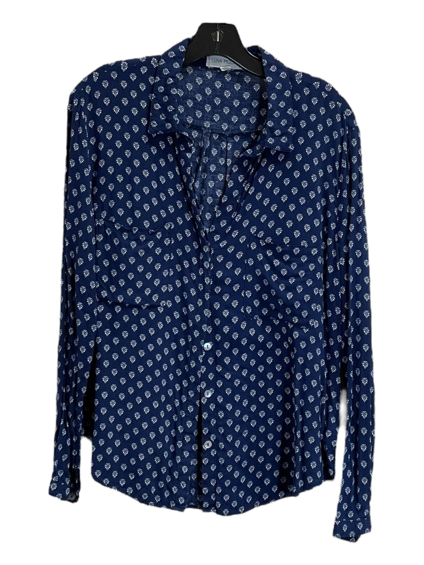 Blouse Long Sleeve By Clothes Mentor In Blue, Size: L