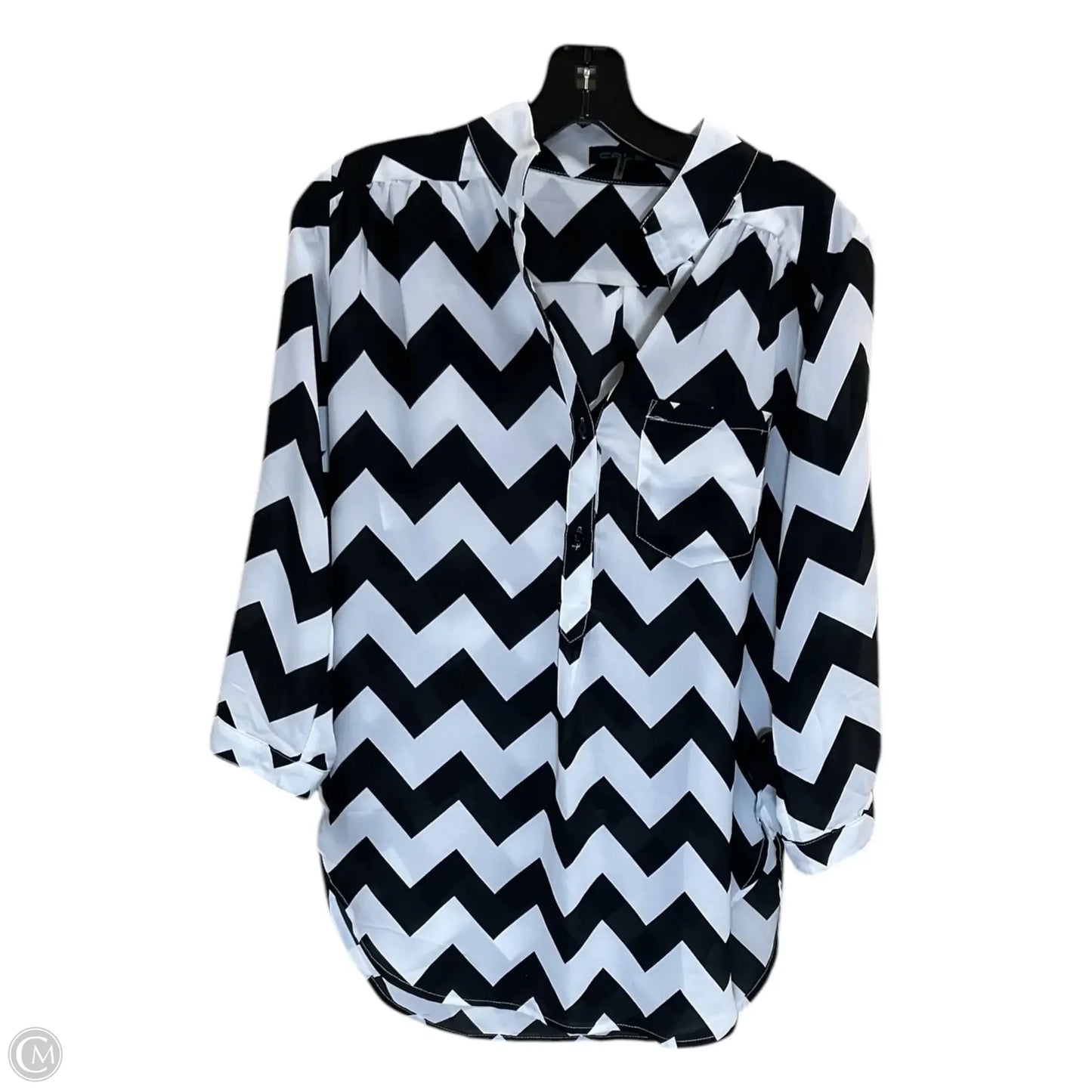 Top Long Sleeve By Cals In Black & White, Size: S