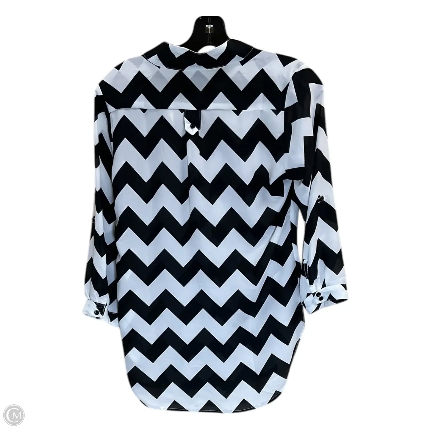 Top Long Sleeve By Cals In Black & White, Size: S