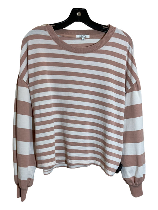 Top Long Sleeve By Z Supply In Brown & Cream, Size: M