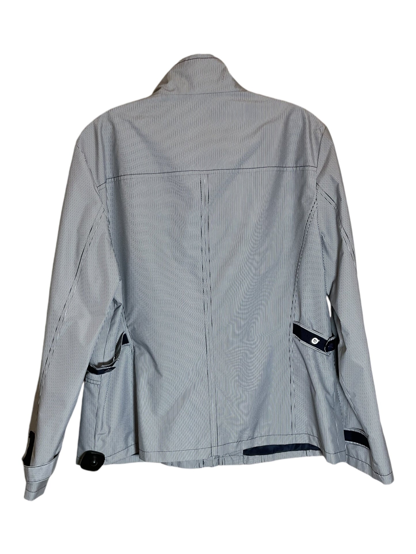 Jacket Windbreaker By Jones New York In Striped Pattern, Size: L