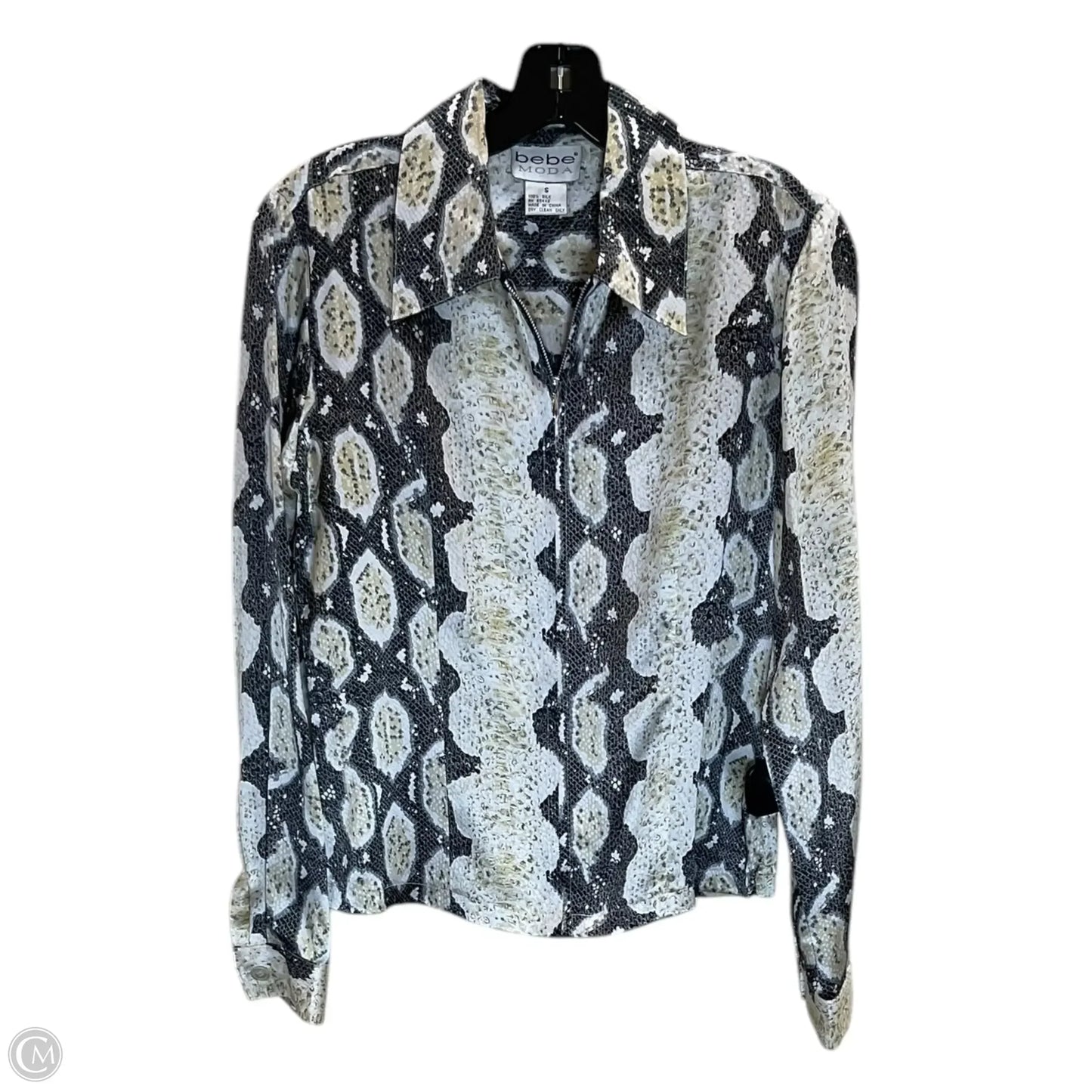 Blouse Long Sleeve By Bebe In Snakeskin Print, Size: S