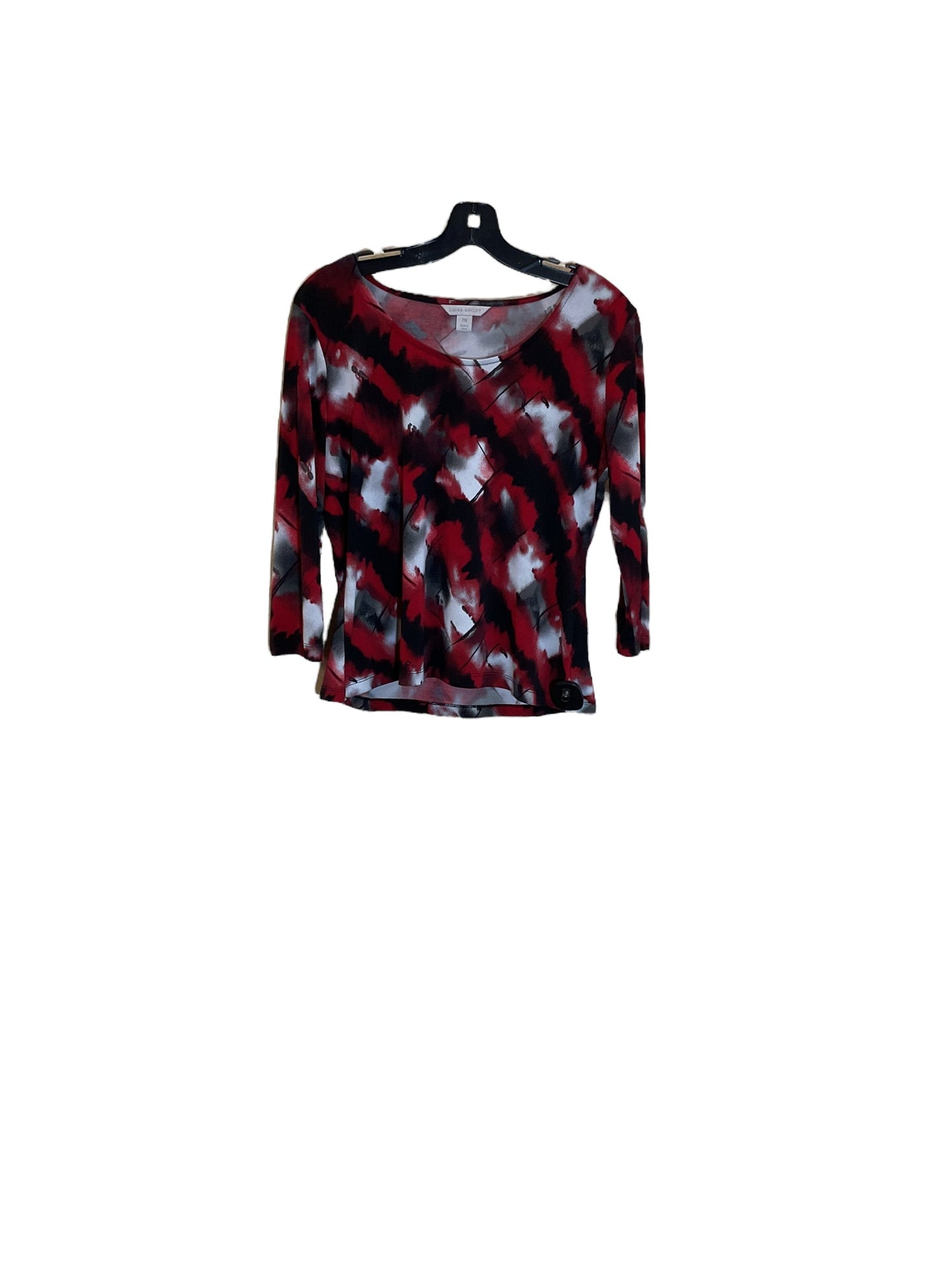 Black & Red Top 3/4 Sleeve Laura Ashley, Size Petite  M
