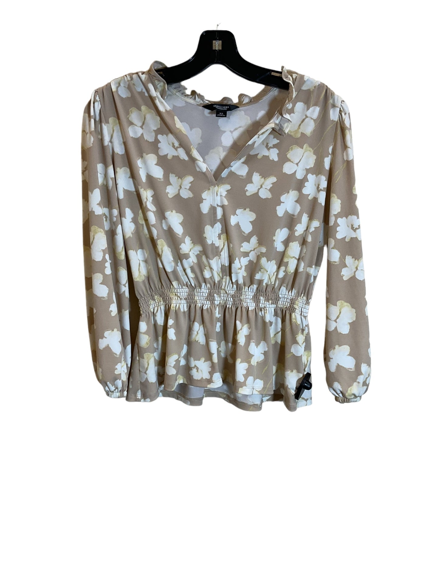 Top Long Sleeve By Simply Vera In Brown, Size: Xs