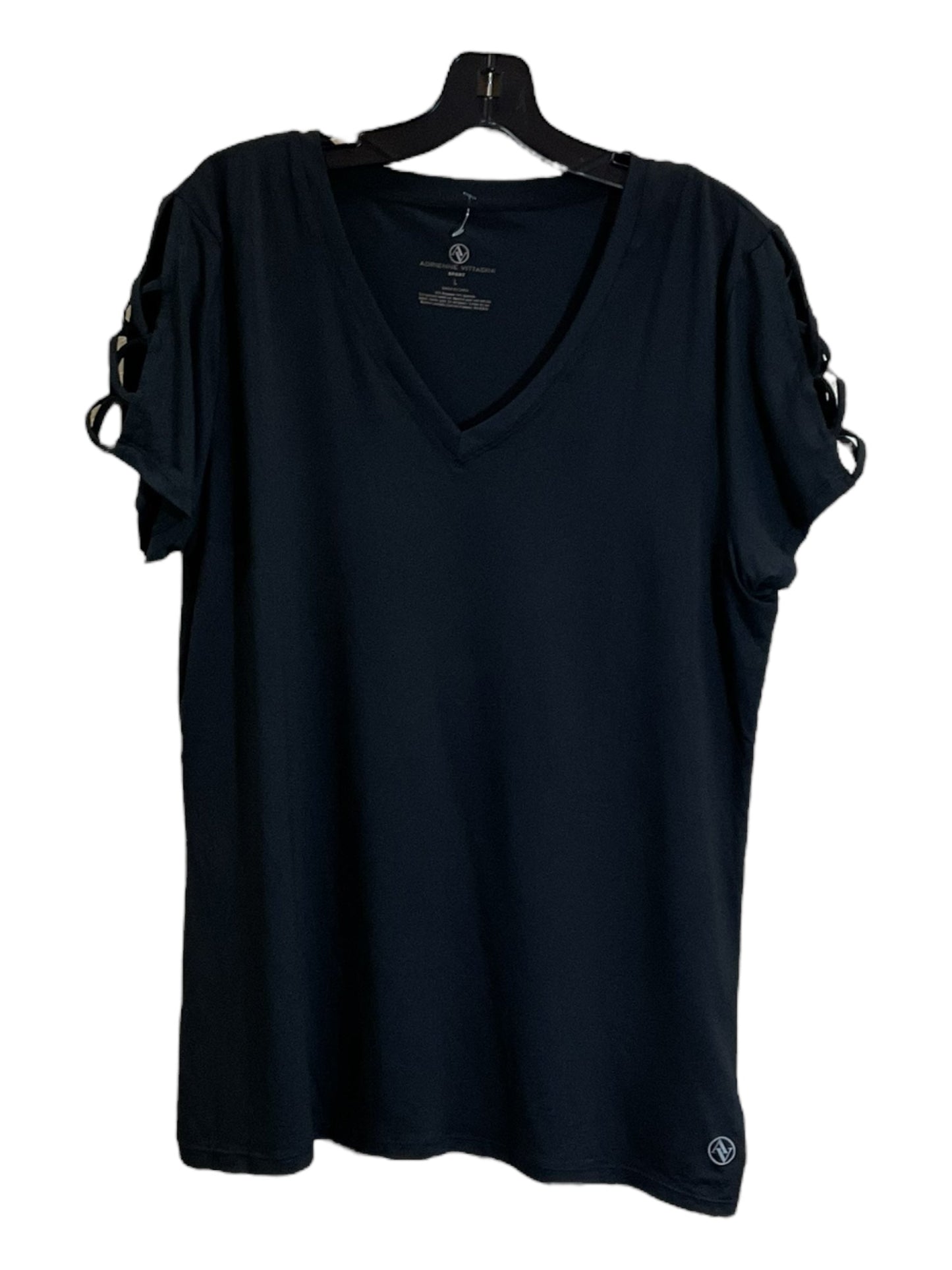 Top Short Sleeve By Adrienne Vittadini In Black, Size: L