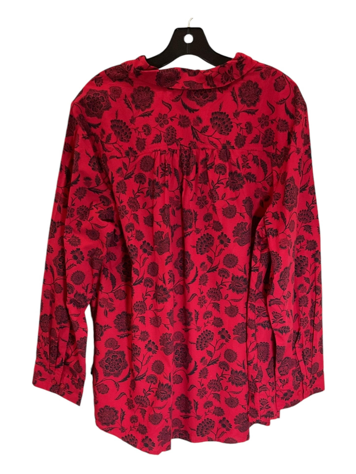 Blouse Long Sleeve By Roamans In Black & Red, Size: 3x