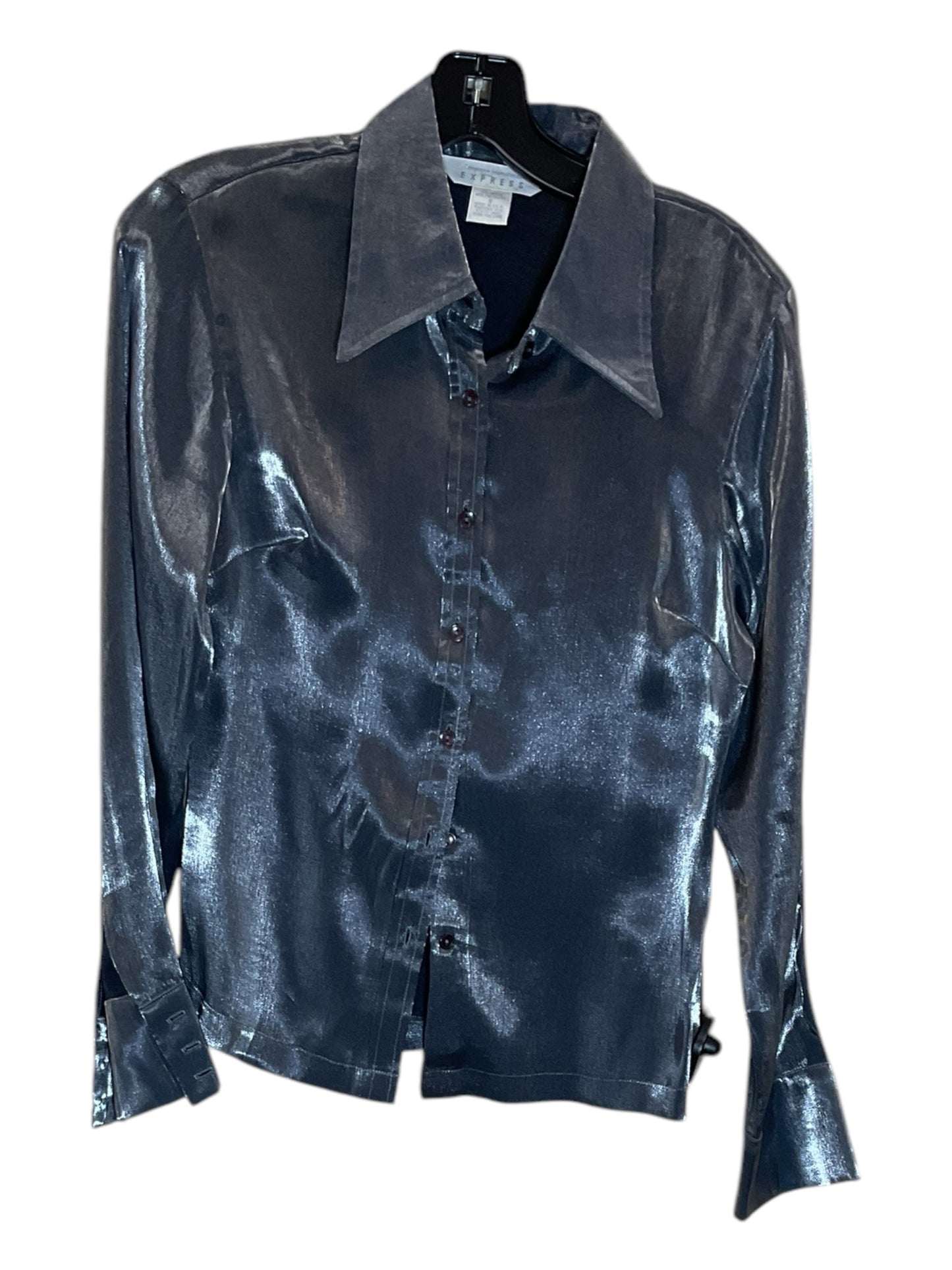 Blouse Long Sleeve By Express In Silver, Size: S