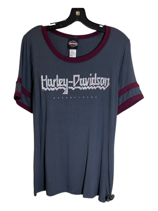 Top Short Sleeve By Harley Davidson In Grey, Size: L