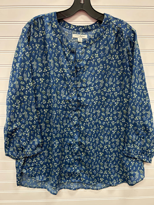 Blouse Ls By Jachs Girlfirend In Blue, Size:Xl