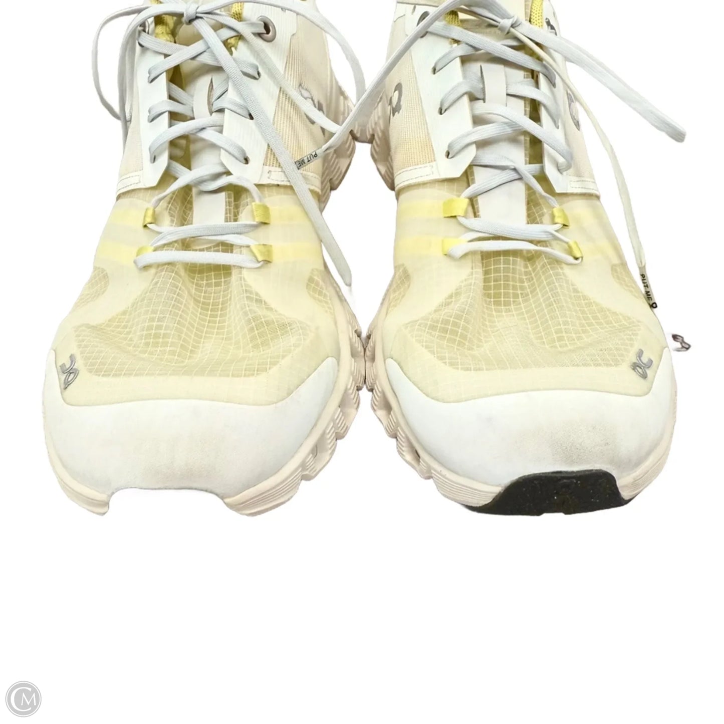 Shoes Athletic By On Cloud In White & Yellow, Size: 10