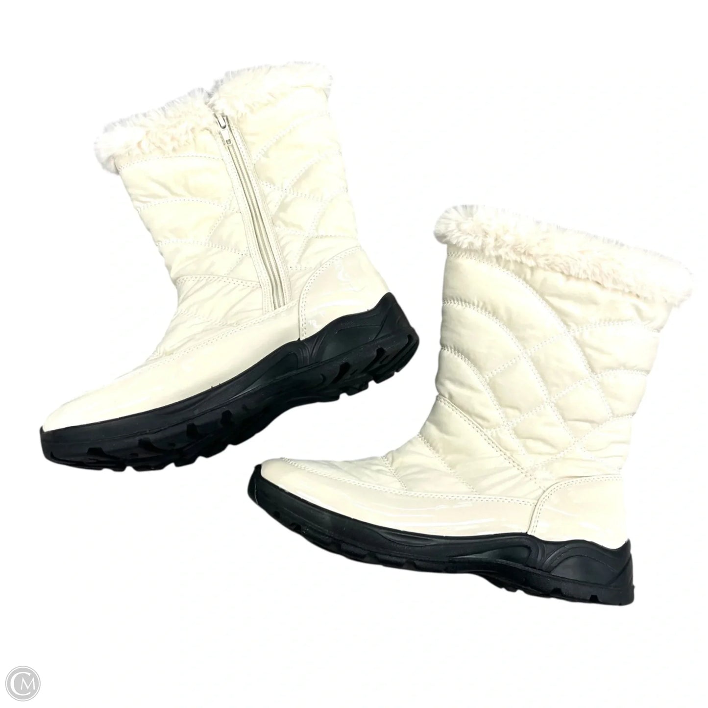 Boots Snow By Easy Street In Cream, Size: 7.5