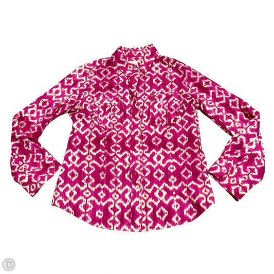 Top Long Sleeve By Michael By Michael Kors In Cream & Pink, Size: M
