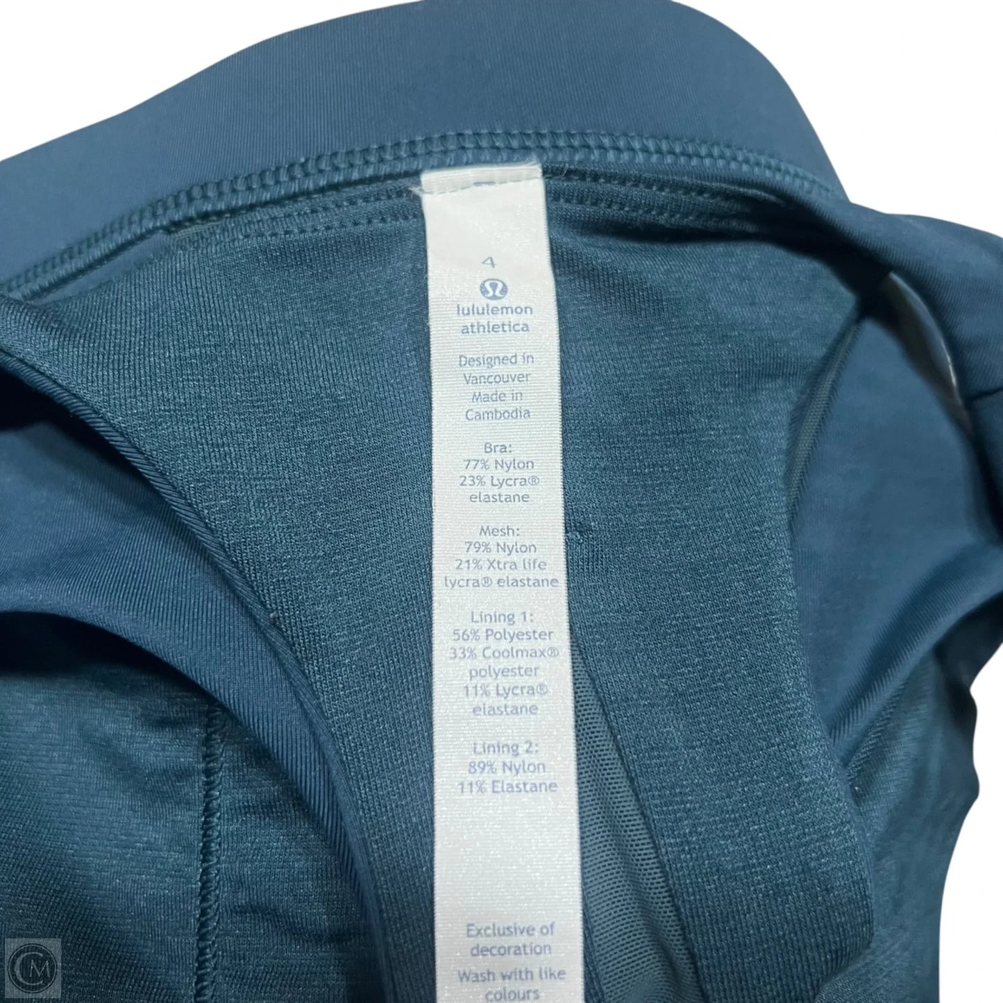 Athletic Bra By Lululemon In Green, Size: 4