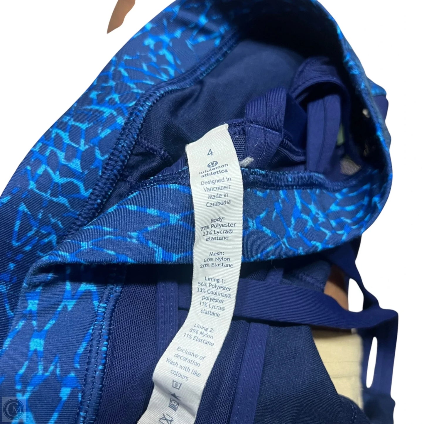 Athletic Bra By Lululemon In Blue, Size: 4