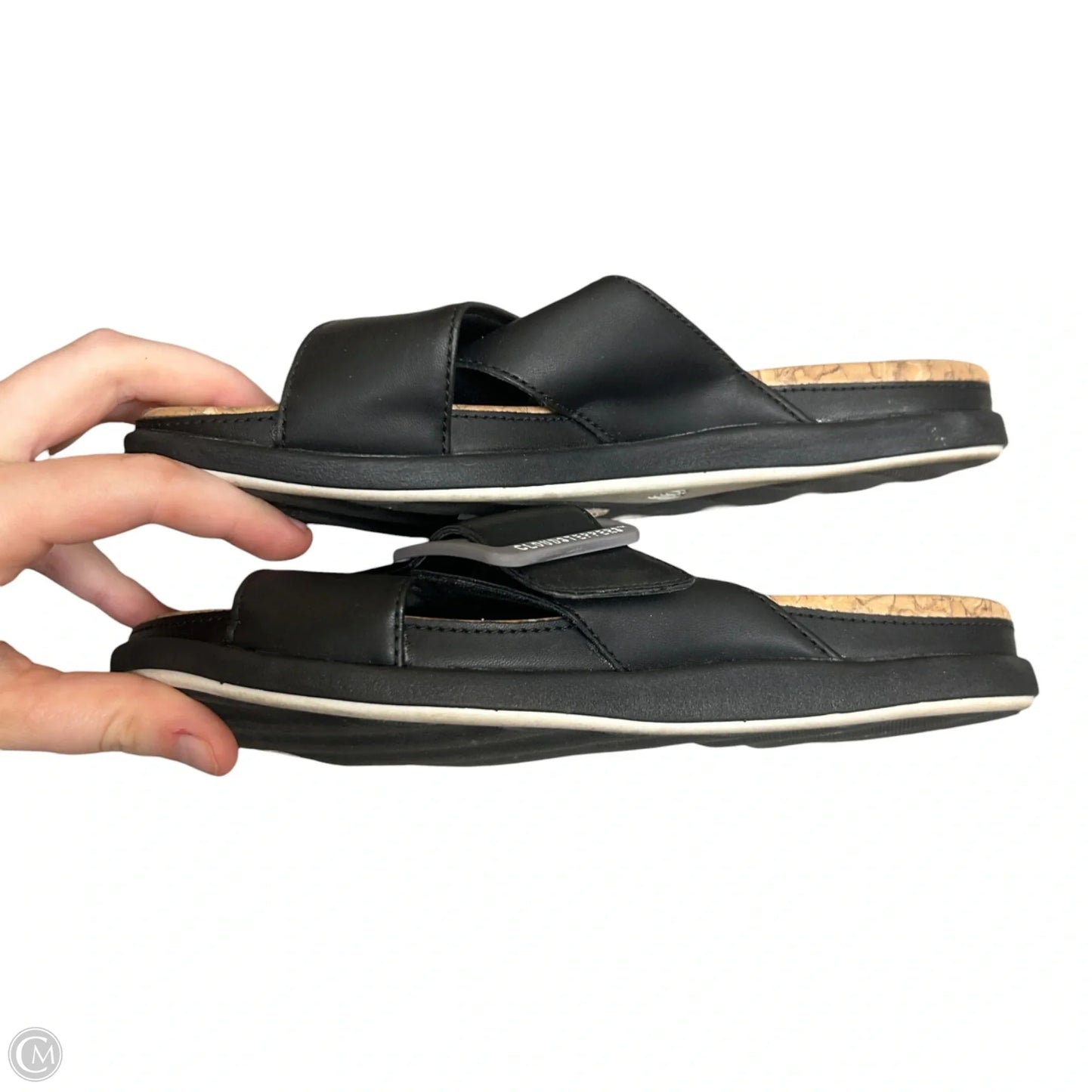 Sandals Flats By Clarks In Black & Tan, Size: 6