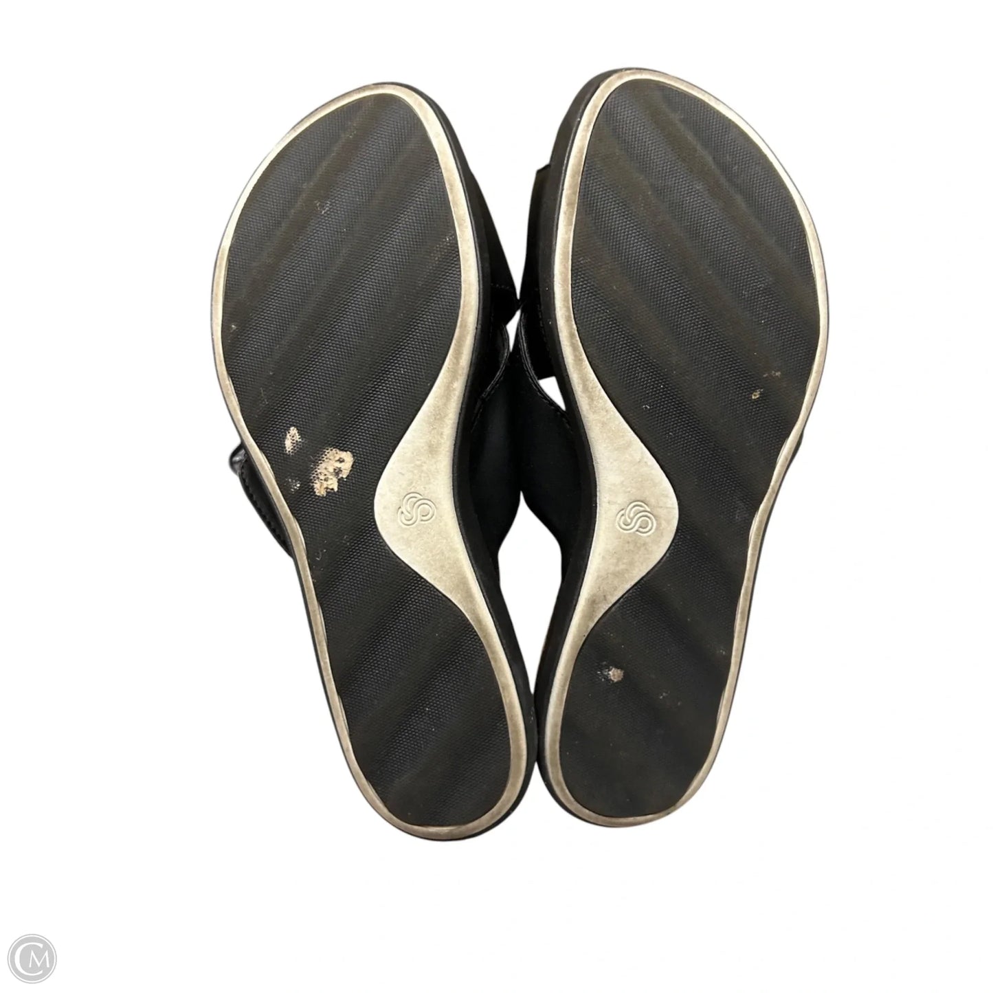 Sandals Flats By Clarks In Black & Tan, Size: 6