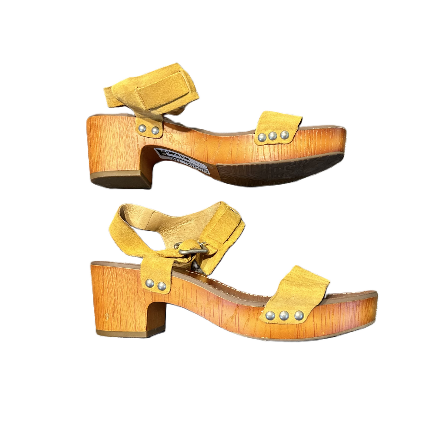 Yellow Sandals Heels Block By Lucky Brand, Size: 8.5