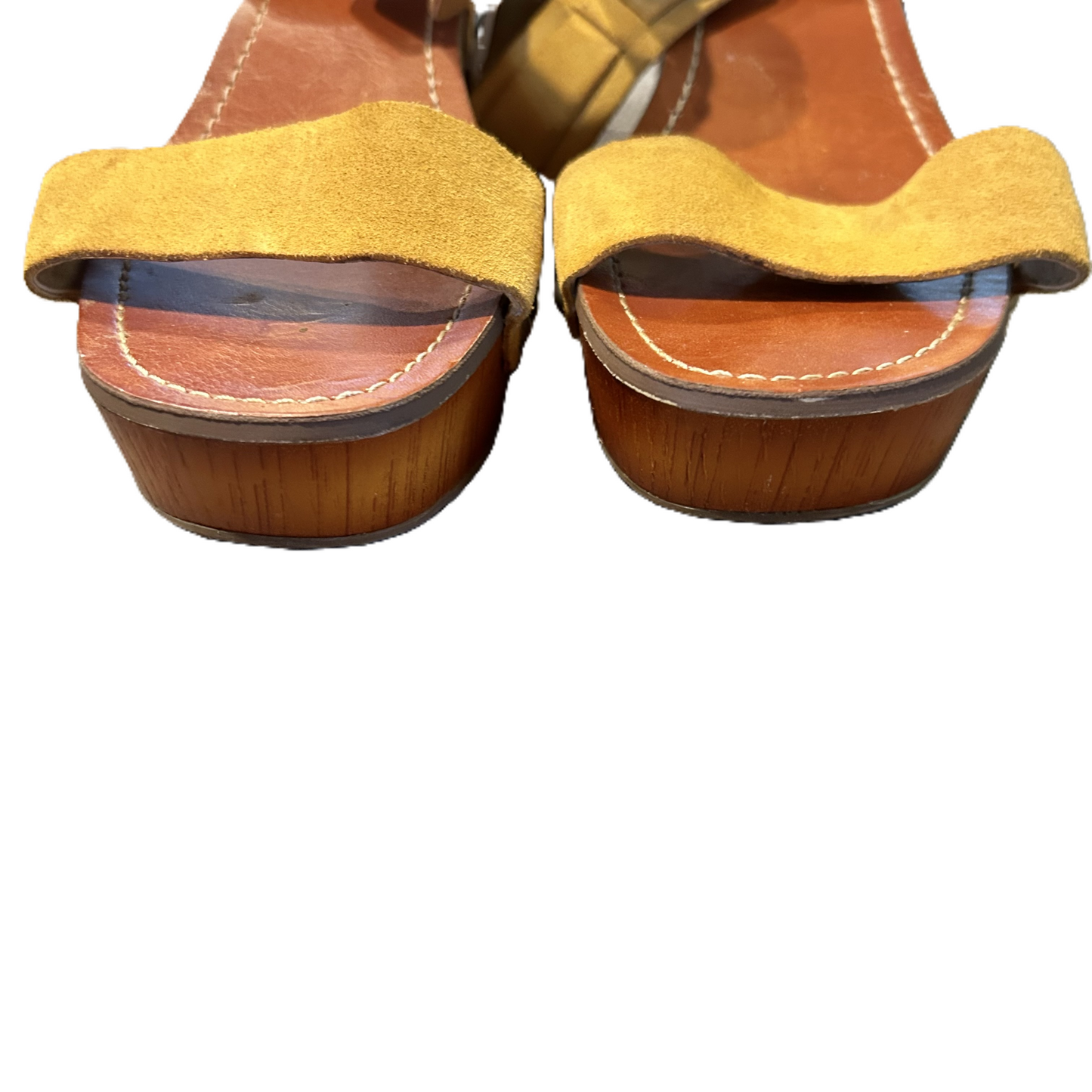 Yellow Sandals Heels Block By Lucky Brand, Size: 8.5