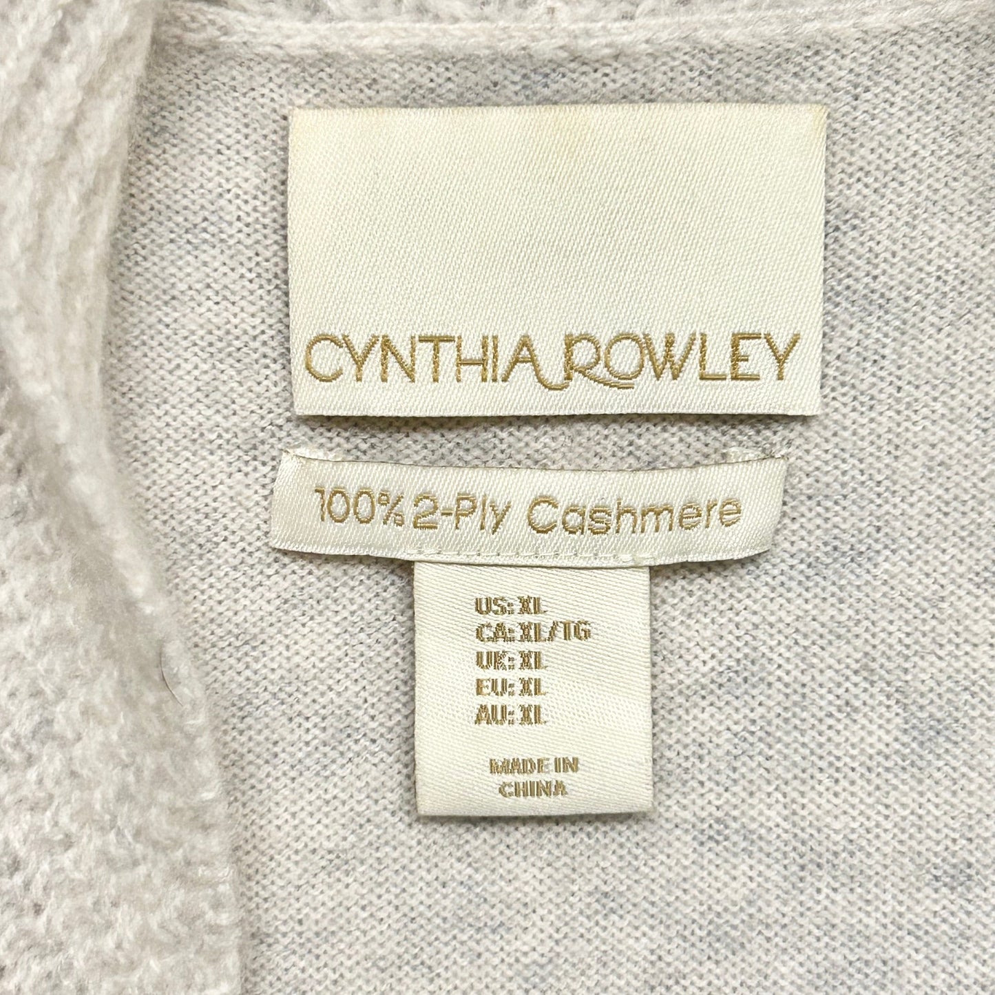 Grey Sweater Cardigan Cashmere By Cynthia Rowley, Size: Xl