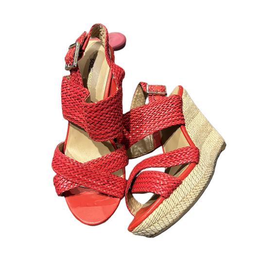 Red Sandals Heels Wedge By Sole Society, Size: 7.5