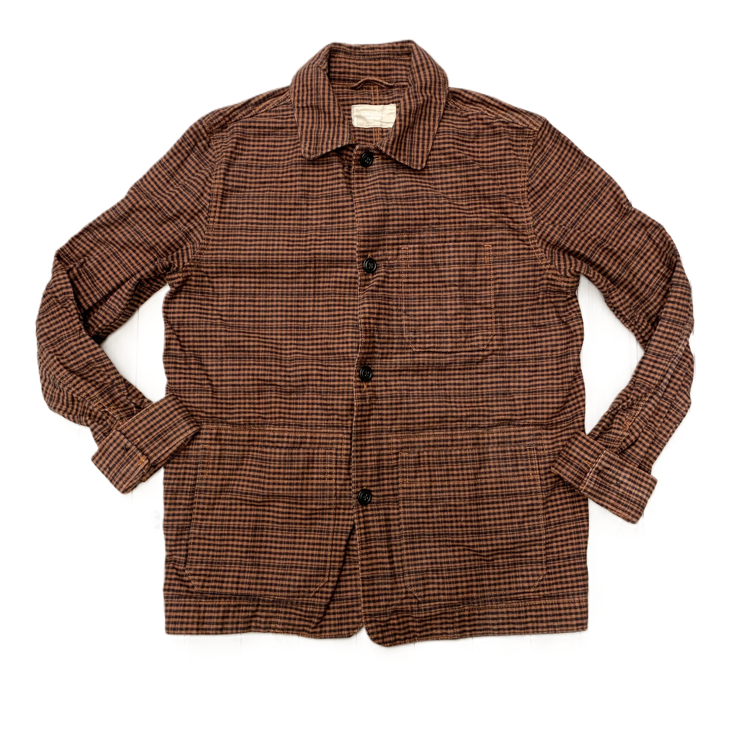 Jacket Shirt By Everlane In Plaid Pattern, Size: S