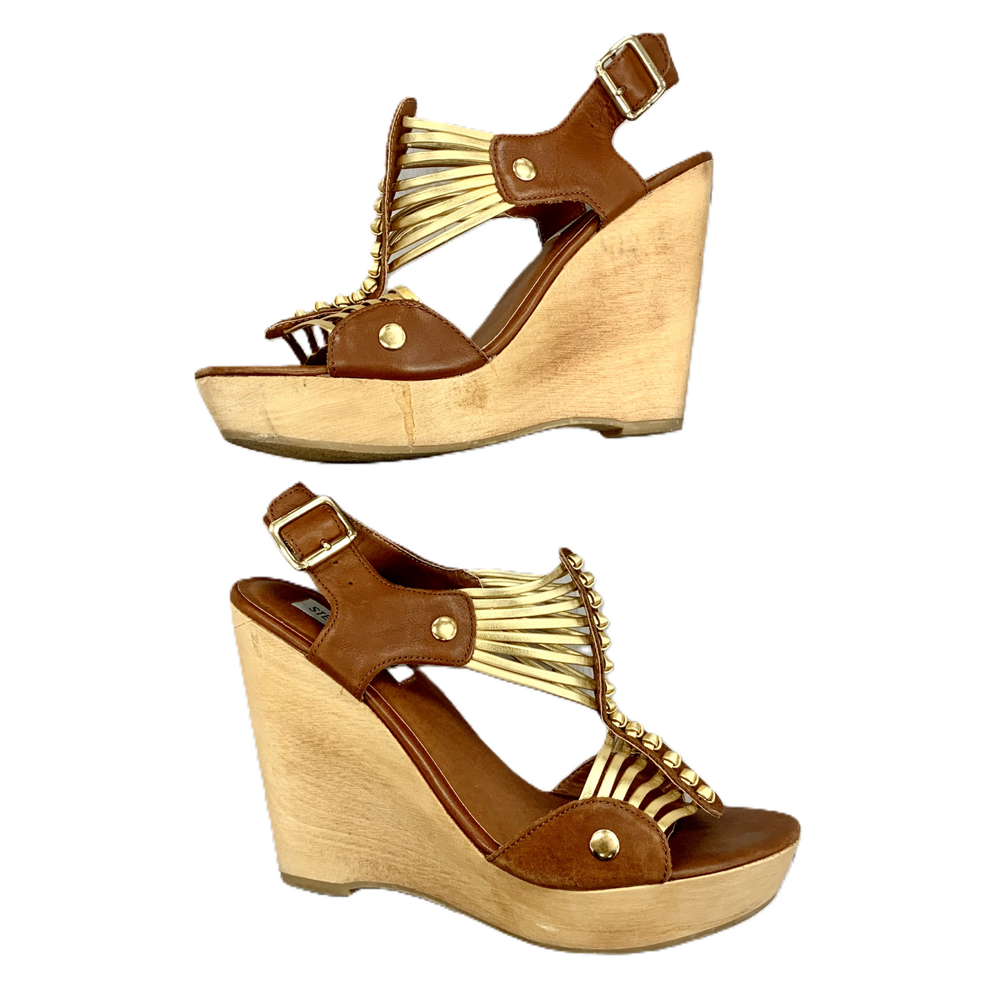 Sandals Heels Wedge By Steve Madden In Brown, Size: 9.5