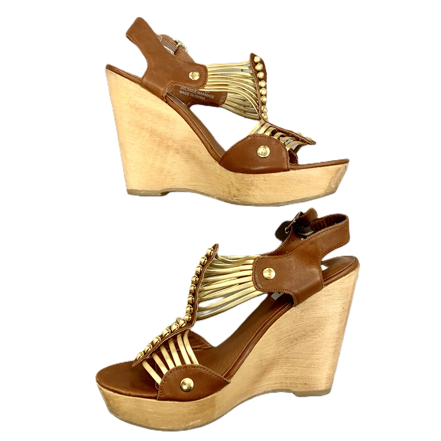 Sandals Heels Wedge By Steve Madden In Brown, Size: 9.5