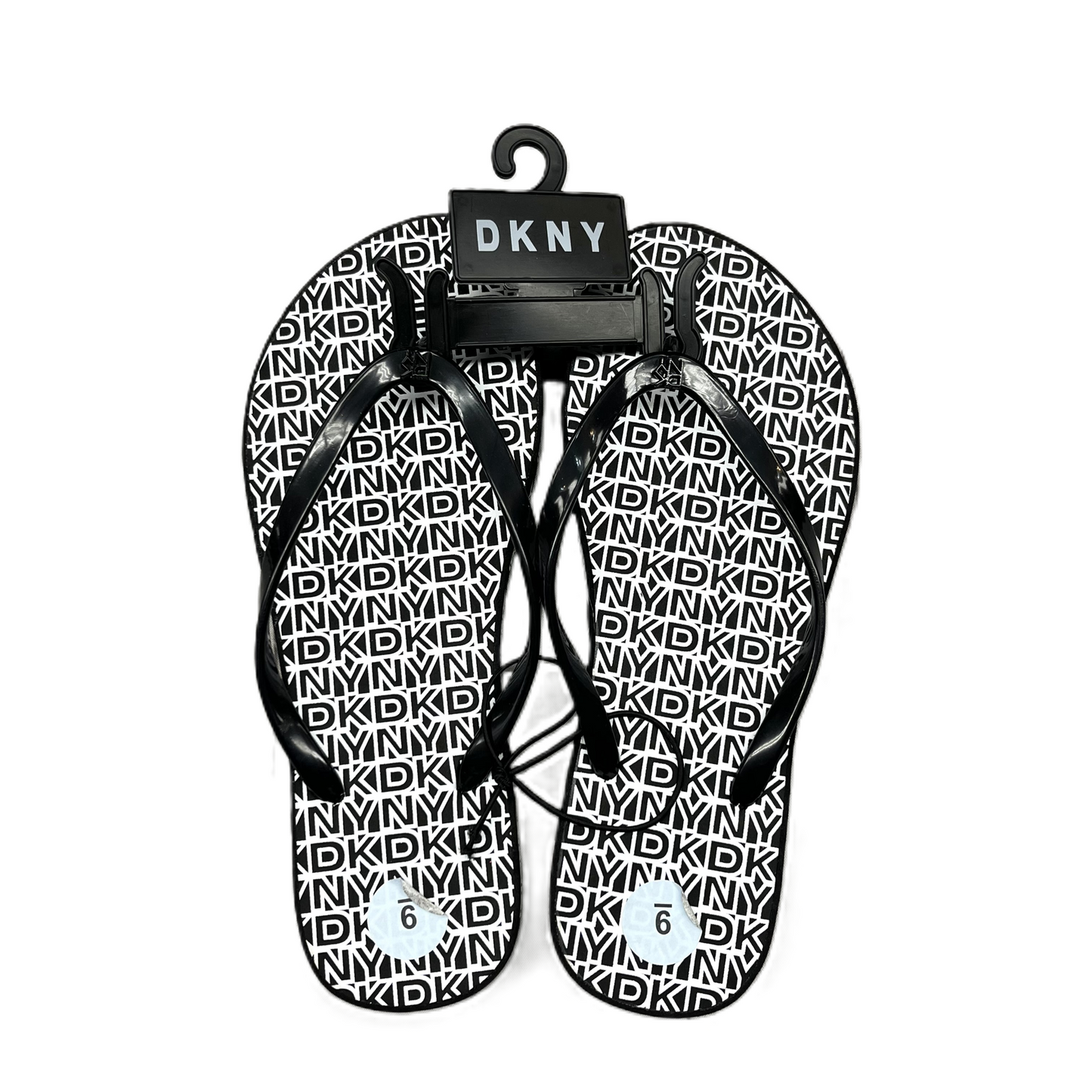 Sandals Flip Flops By Dkny In Black & White, Size: 9