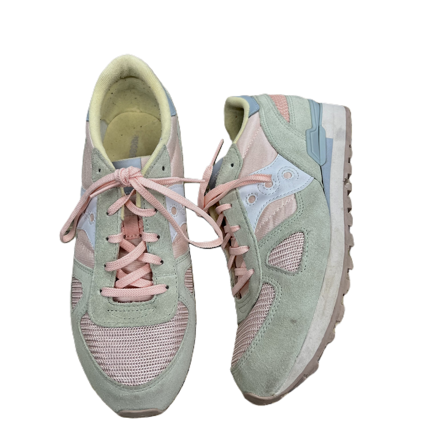 Shoes Sneakers By Saucony In Green & Pink, Size: 6