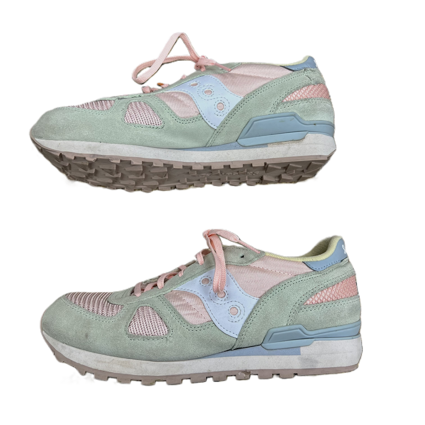 Shoes Sneakers By Saucony In Green & Pink, Size: 6