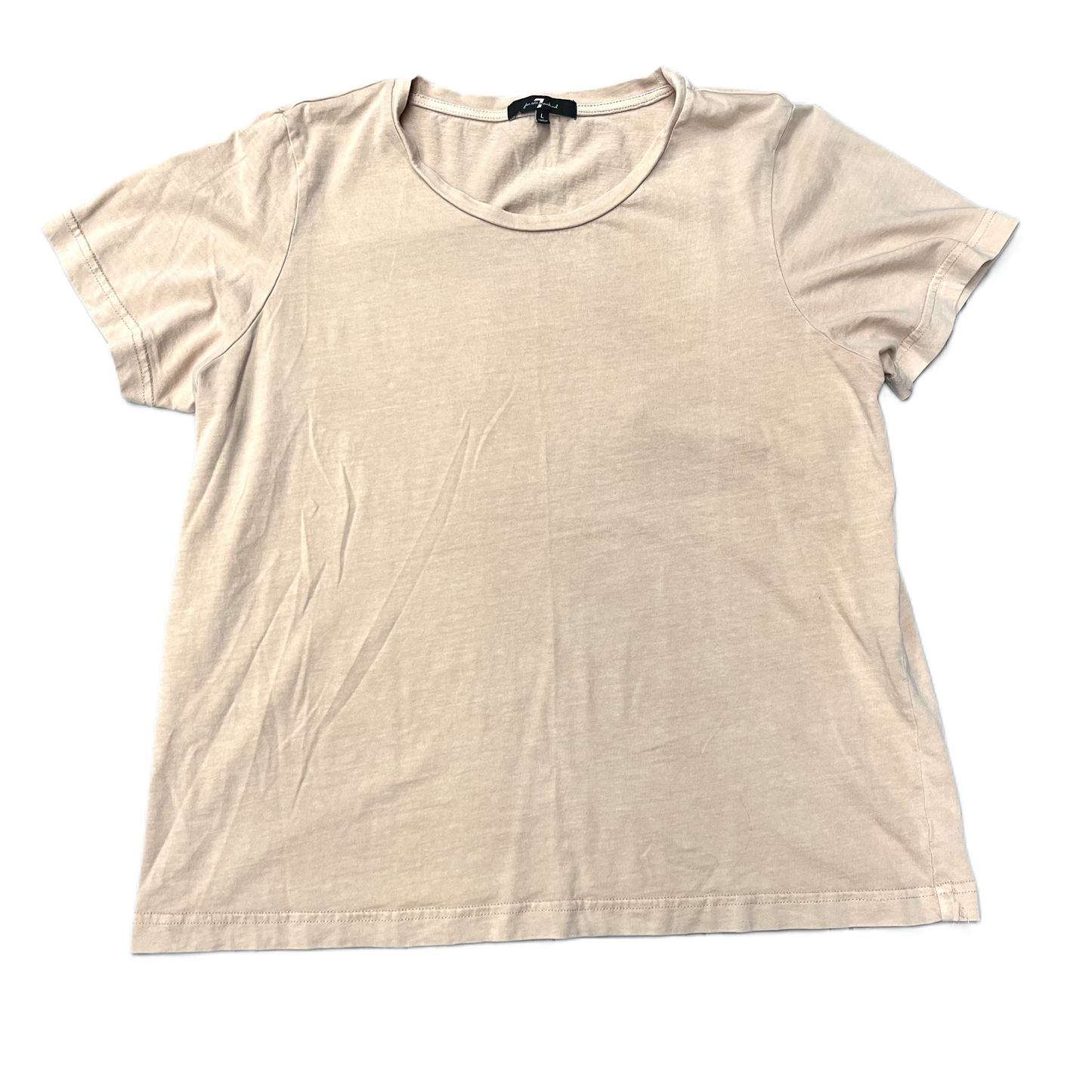 Tan Top Short Sleeve Designer By 7 For All Mankind, Size: L