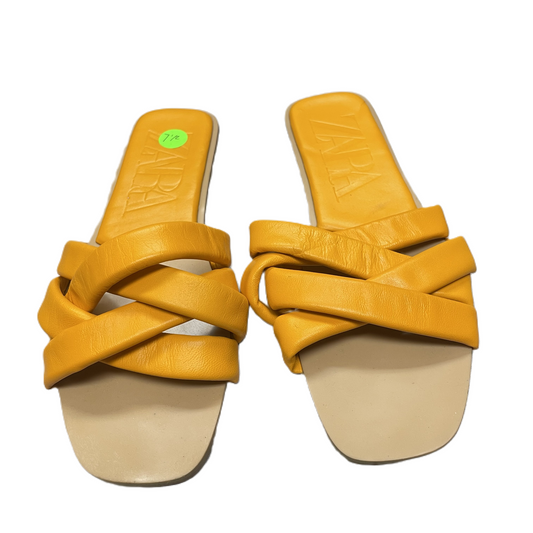 Orange Sandals Flats By Zara, Size: 7.5