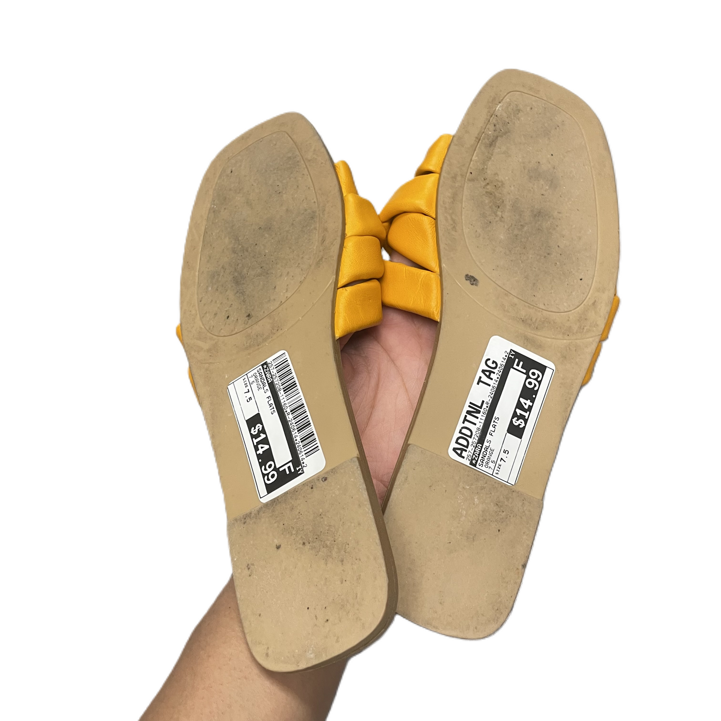 Orange Sandals Flats By Zara, Size: 7.5