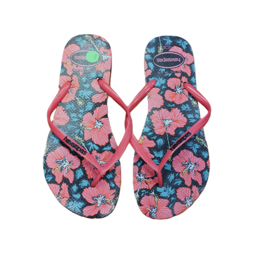 Floral Print Shoes Flats By Havaianas, Size: 11