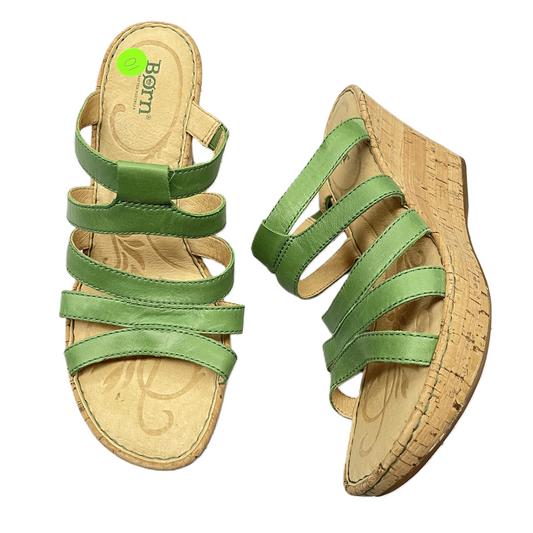 Green Sandals Heels Wedge By Born, Size: 10