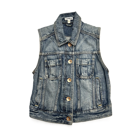 Vest Other By Express In Blue Denim, Size: Xs