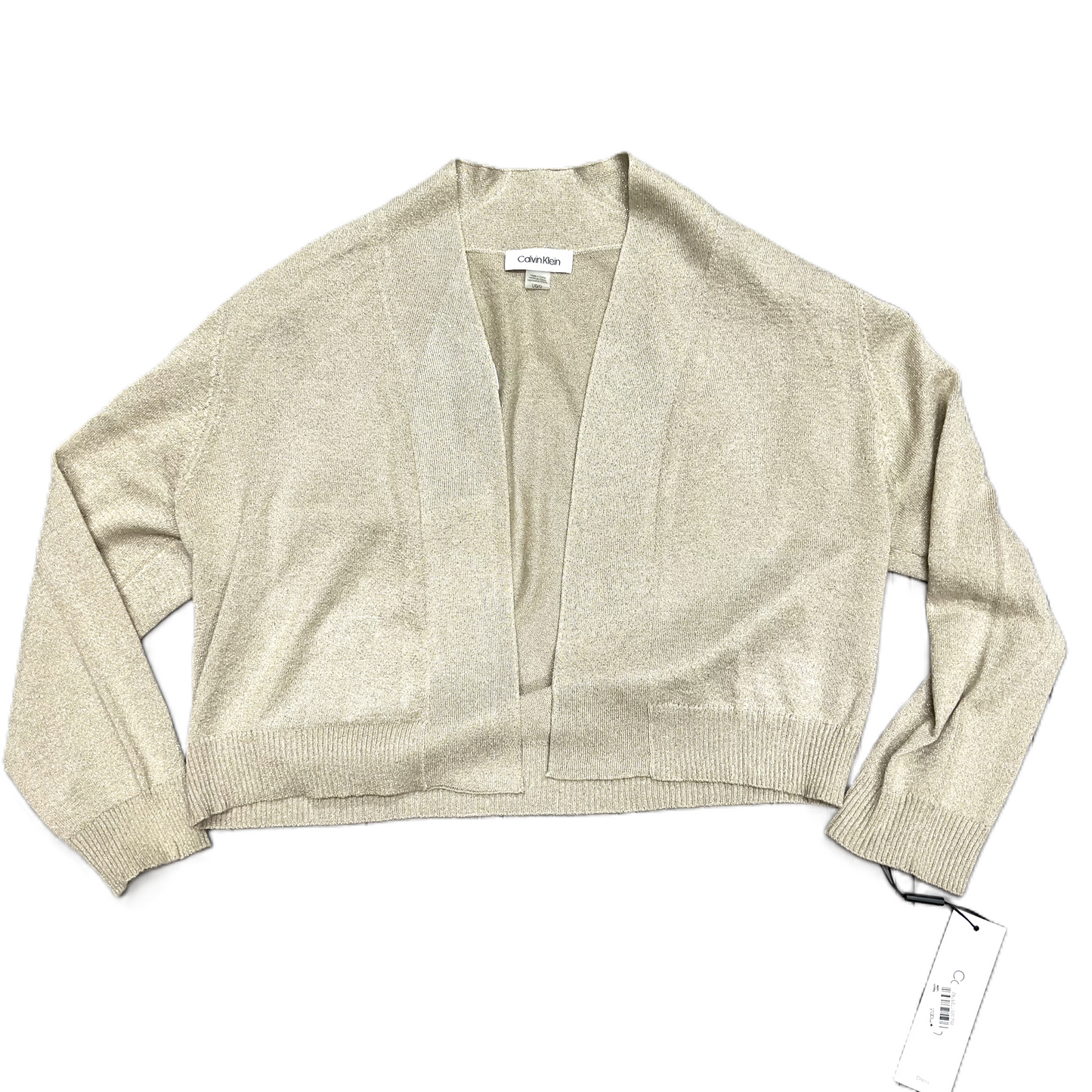 Gold Sweater Cardigan By Calvin Klein, Size: L