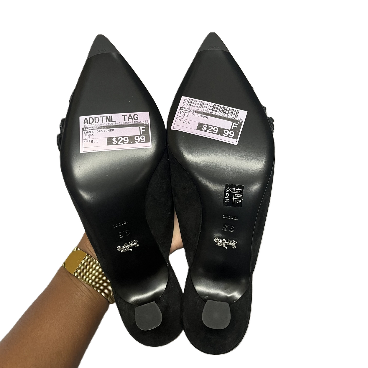 Black Shoes Designer By Coach, Size: 9.5