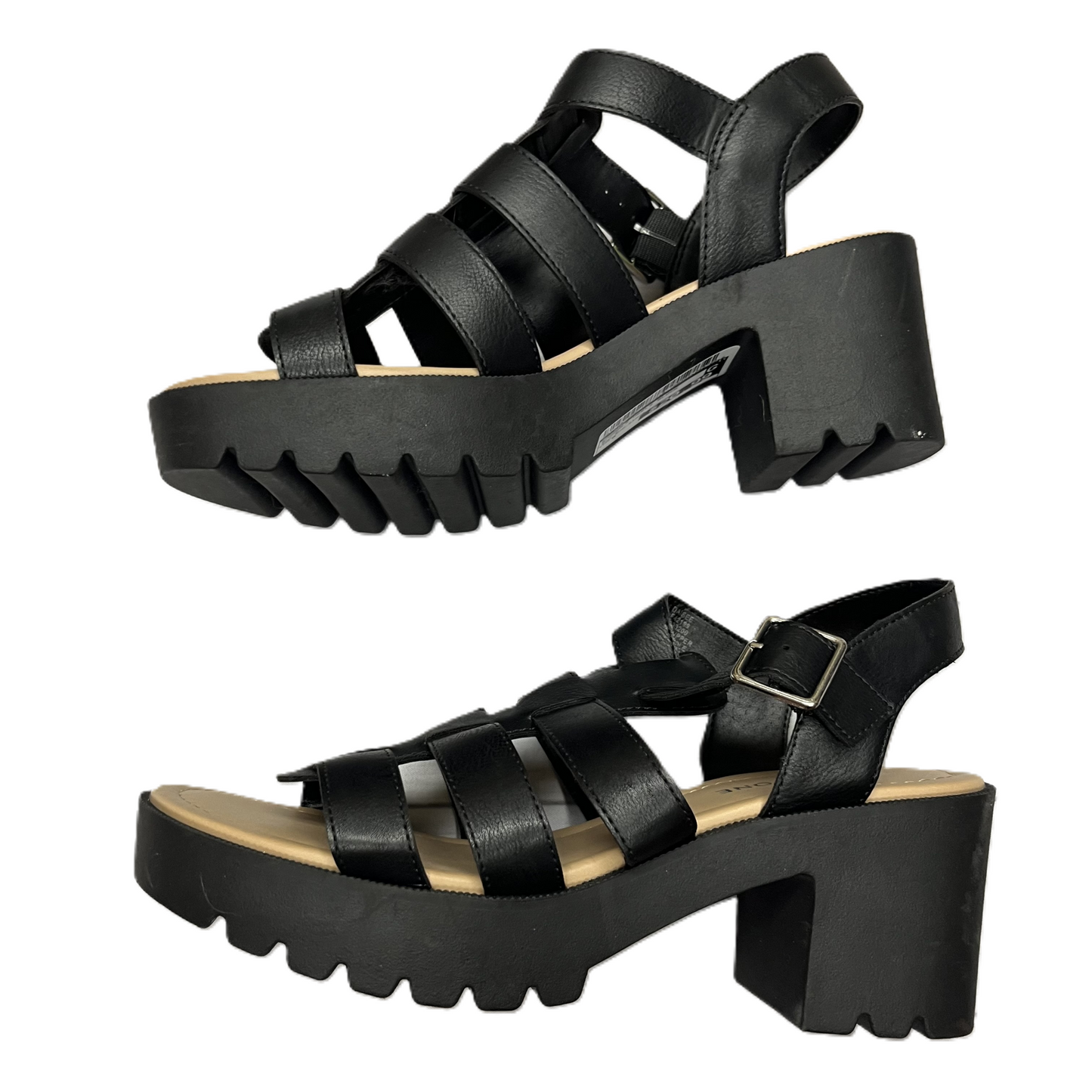 Black Sandals Heels Block By Sun and Stone, Size: 9