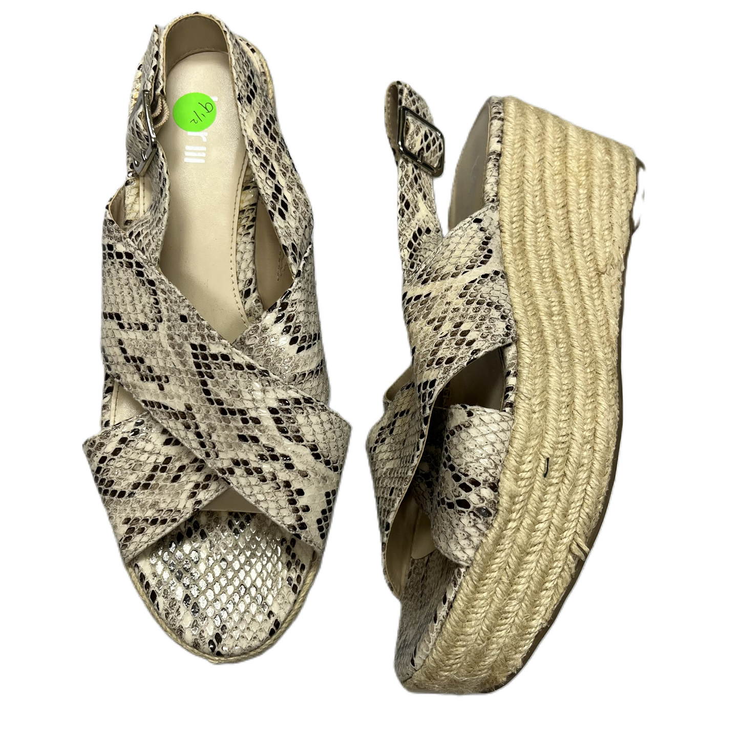 Snakeskin Print Sandals Heels Platform By Bar Iii, Size: 9.5