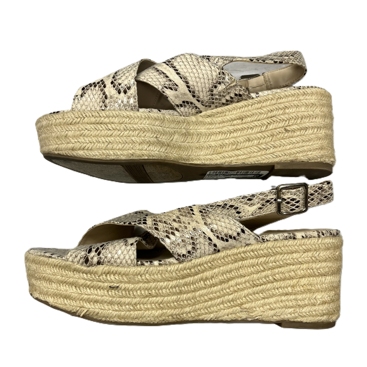 Snakeskin Print Sandals Heels Platform By Bar Iii, Size: 9.5