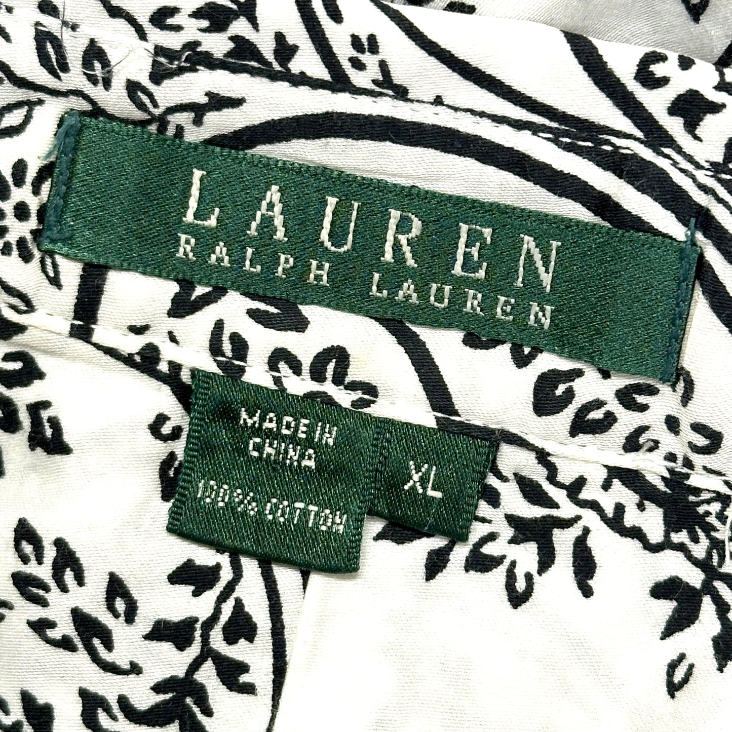 Top Long Sleeve Designer By Lauren By Ralph Lauren In Black & White, Size: Xl