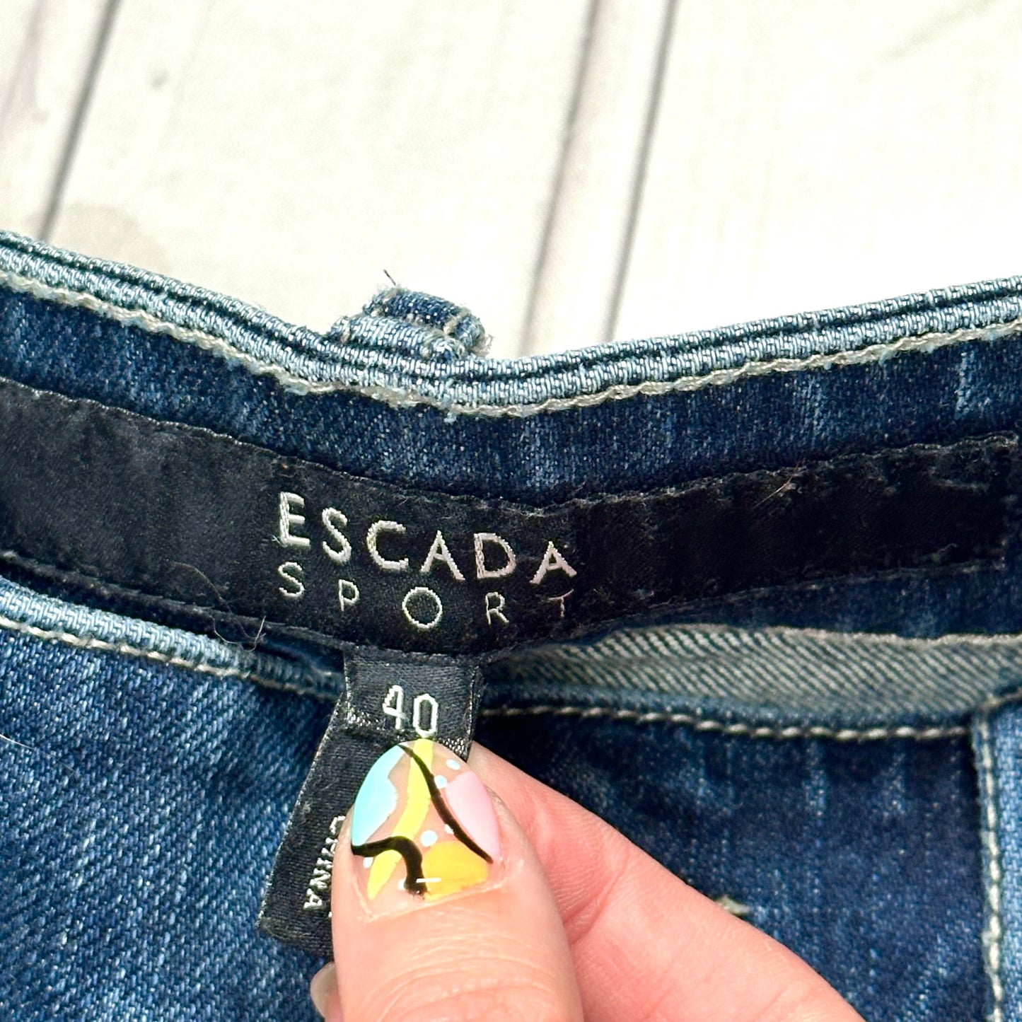 Jeans Designer By Escada In Blue Denim, Size: 4