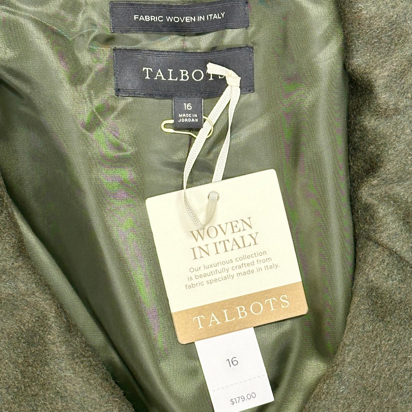 Coat Peacoat By Talbots In Green, Size: Xl