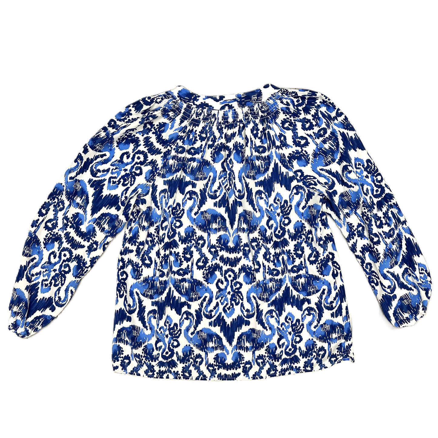 Top Long Sleeve Designer By Lilly Pulitzer In Blue & White, Size: M